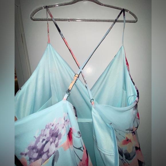 Fashion Nova 2X Maxi blue dress Dazed In Floral Spaghetti Strap cross back - Picture 8 of 9